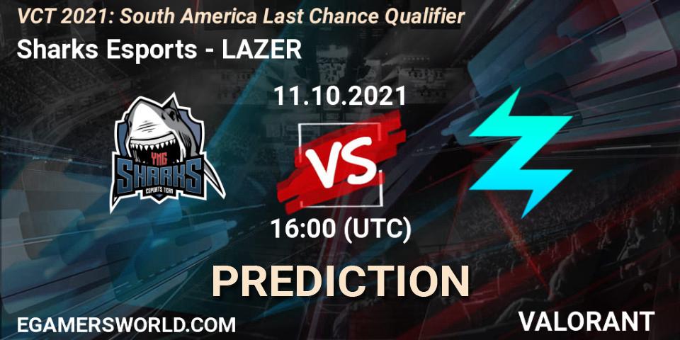 Sharks Esports - LAZER: прогноз. 11.10.2021 at 16:00, VALORANT, VCT 2021: South America Last Chance Qualifier