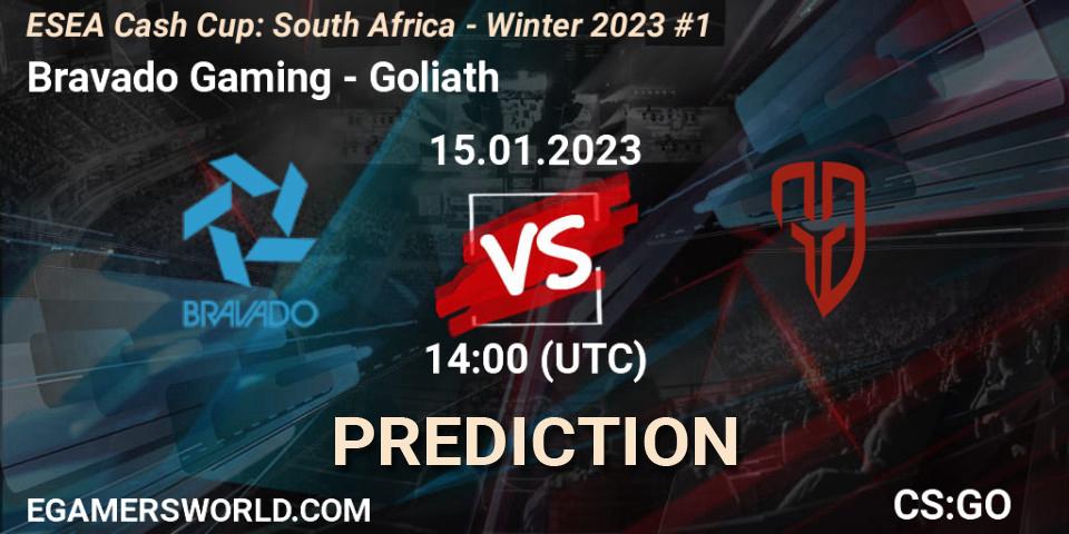 Bravado Gaming - Goliath: прогноз. 15.01.2023 at 14:00, Counter-Strike (CS2), ESEA Cash Cup: South Africa - Winter 2023 #1