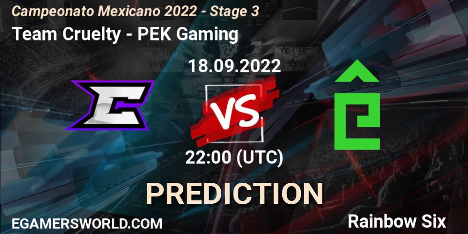 Team Cruelty - PÊEK Gaming: прогноз. 18.09.2022 at 22:00, Rainbow Six, Campeonato Mexicano 2022 - Stage 3