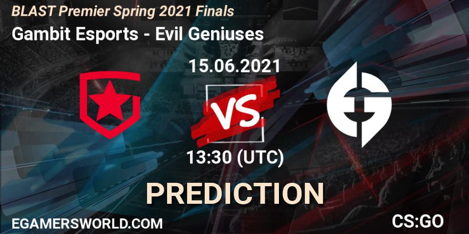 Gambit Esports - Evil Geniuses: прогноз. 15.06.2021 at 13:30, Counter-Strike (CS2), BLAST Premier Spring 2021 Finals