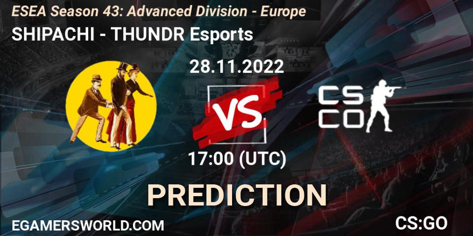 SHIPACHI - THUNDR Esports: прогноз. 28.11.22, CS2 (CS:GO), ESEA Season 43: Advanced Division - Europe