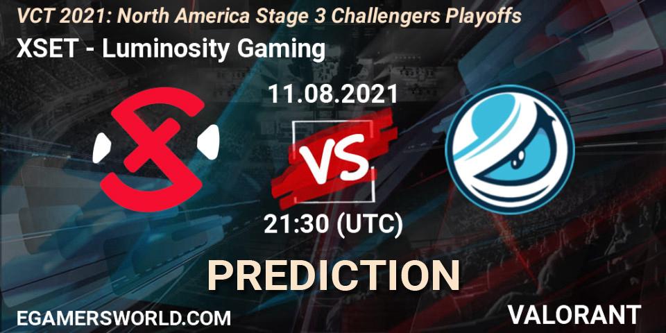 XSET - Luminosity Gaming: прогноз. 11.08.2021 at 22:30, VALORANT, VCT 2021: North America Stage 3 Challengers Playoffs