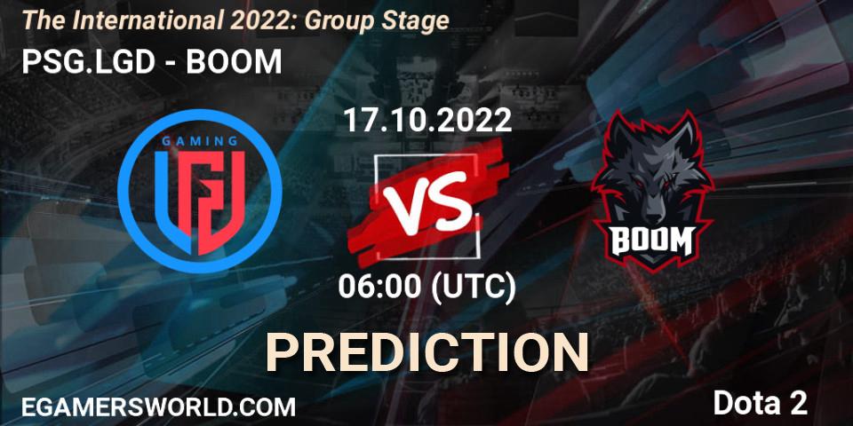 PSG.LGD - BOOM: прогноз. 17.10.2022 at 06:47, Dota 2, The International 2022: Group Stage