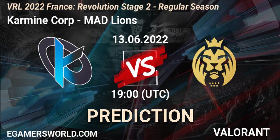 Karmine Corp - MAD Lions: прогноз. 13.06.2022 at 19:25, VALORANT, VRL 2022 France: Revolution Stage 2 - Regular Season