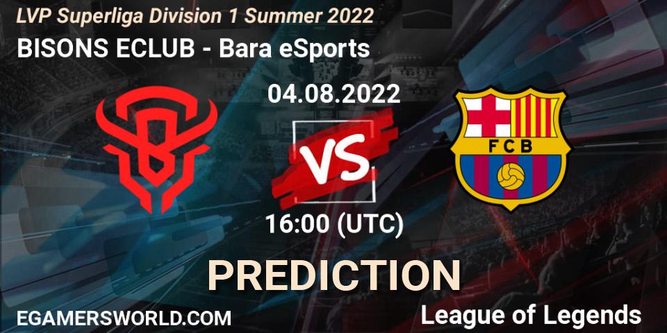 BISONS ECLUB - Barça eSports: прогноз. 04.08.2022 at 16:00, LoL, LVP Superliga Division 1 Summer 2022