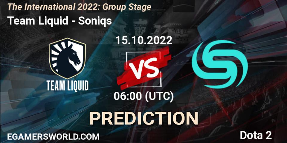 Team Liquid - Soniqs: прогноз. 15.10.2022 at 07:30, Dota 2, The International 2022: Group Stage