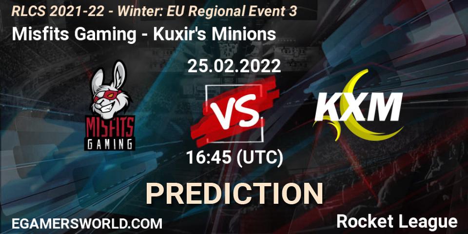 Misfits Gaming - Kuxir's Minions: прогноз. 25.02.2022 at 16:45, Rocket League, RLCS 2021-22 - Winter: EU Regional Event 3
