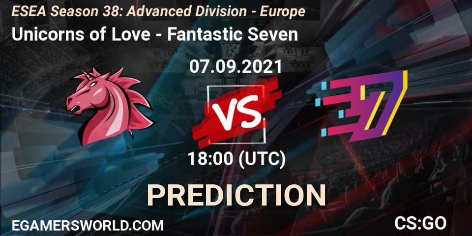 Unicorns of Love - Fantastic Seven: прогноз. 07.09.2021 at 18:00, Counter-Strike (CS2), ESEA Season 38: Advanced Division - Europe