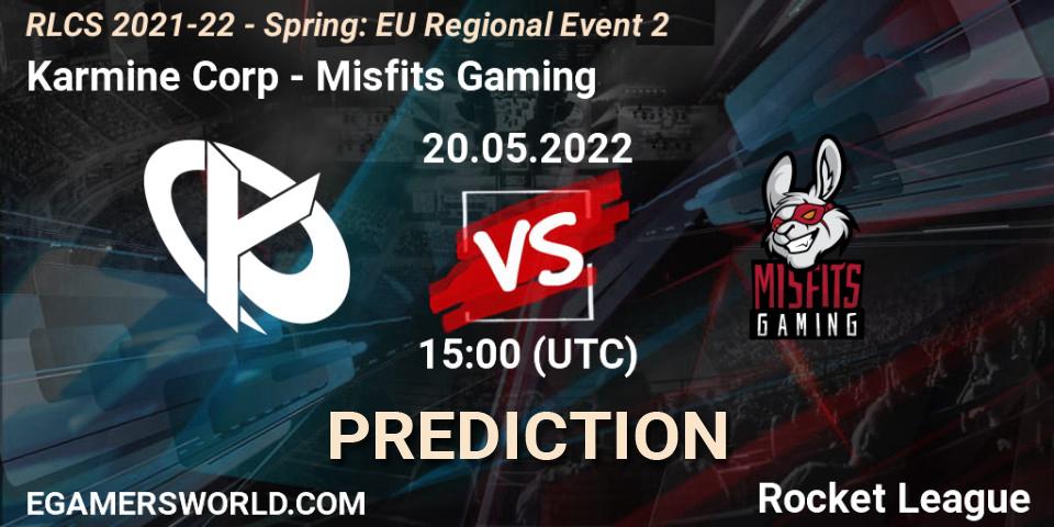 Karmine Corp - Misfits Gaming: прогноз. 20.05.2022 at 15:00, Rocket League, RLCS 2021-22 - Spring: EU Regional Event 2