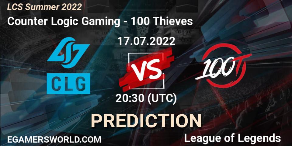 Counter Logic Gaming - 100 Thieves: прогноз. 17.07.2022 at 20:30, LoL, LCS Summer 2022