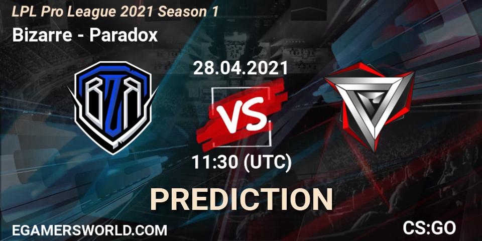 Bizarre - Paradox: прогноз. 28.04.2021 at 12:45, Counter-Strike (CS2), LPL Pro League 2021 Season 1