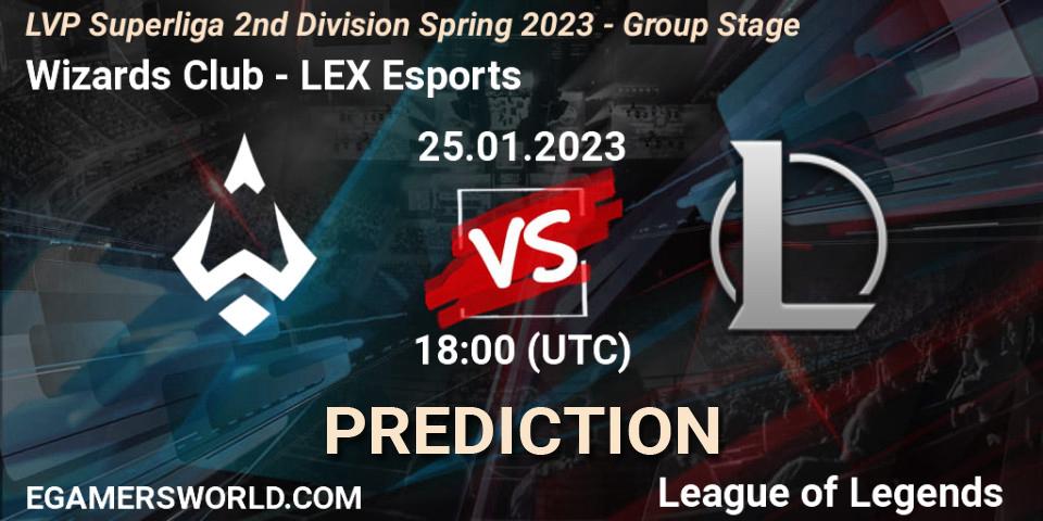 Wizards Club - LEX Esports: прогноз. 25.01.2023 at 18:00, LoL, LVP Superliga 2nd Division Spring 2023 - Group Stage
