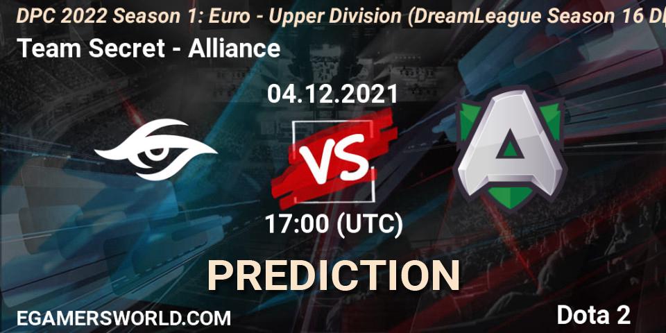 Team Secret - Alliance: прогноз. 04.12.21, Dota 2, DPC 2022 Season 1: Euro - Upper Division (DreamLeague Season 16 DPC WEU)
