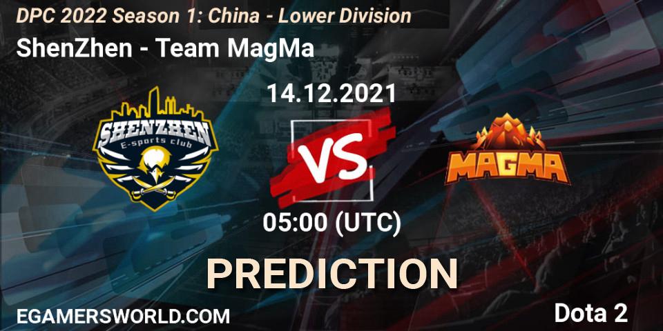 ShenZhen - Team MagMa: прогноз. 14.12.21, Dota 2, DPC 2022 Season 1: China - Lower Division