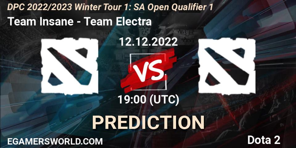 Team Insane - Team Electra: прогноз. 12.12.2022 at 18:30, Dota 2, DPC 2022/2023 Winter Tour 1: SA Open Qualifier 1
