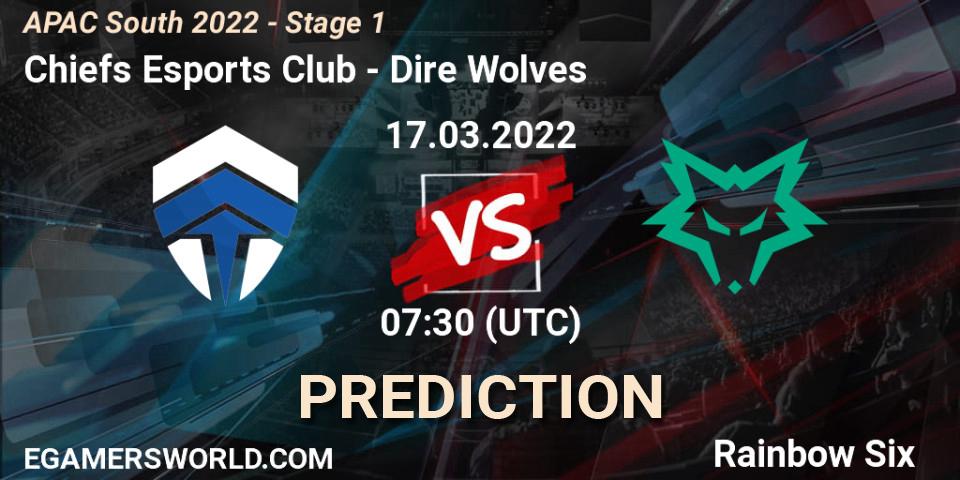 Chiefs Esports Club - Dire Wolves: прогноз. 17.03.2022 at 07:30, Rainbow Six, APAC South 2022 - Stage 1