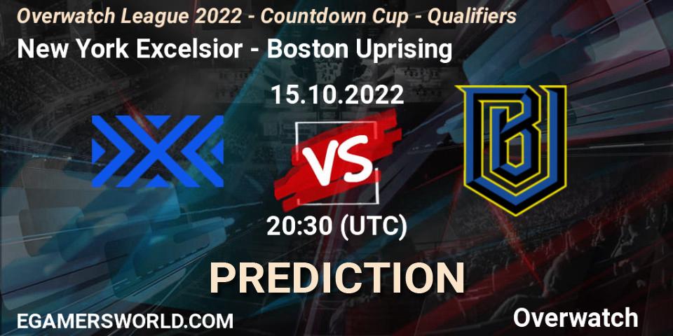 New York Excelsior - Boston Uprising: прогноз. 15.10.2022 at 20:30, Overwatch, Overwatch League 2022 - Countdown Cup - Qualifiers