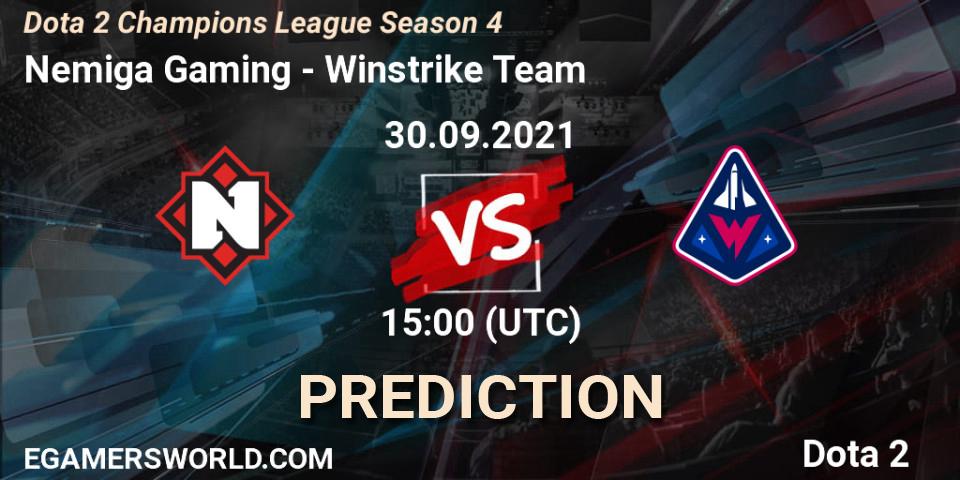 Nemiga Gaming - Winstrike Team: прогноз. 30.09.2021 at 15:00, Dota 2, Dota 2 Champions League Season 4
