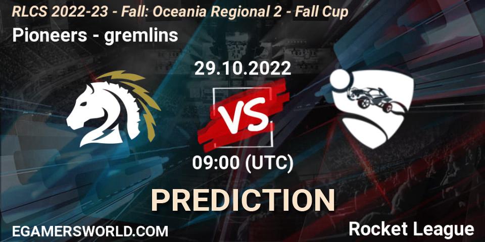 Pioneers - gremlins: прогноз. 29.10.2022 at 09:20, Rocket League, RLCS 2022-23 - Fall: Oceania Regional 2 - Fall Cup