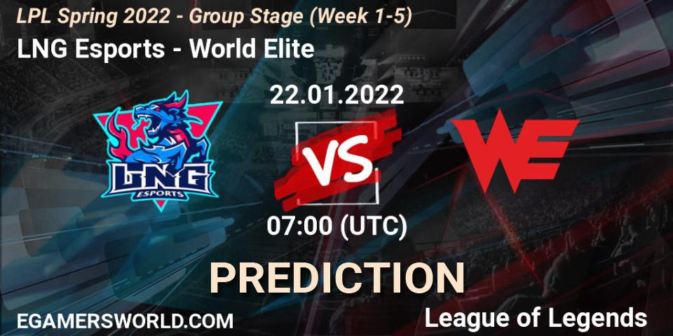 LNG Esports - World Elite: прогноз. 22.01.2022 at 07:00, LoL, LPL Spring 2022 - Group Stage (Week 1-5)