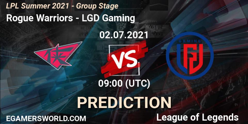Rogue Warriors - LGD Gaming: прогноз. 02.07.21, LoL, LPL Summer 2021 - Group Stage