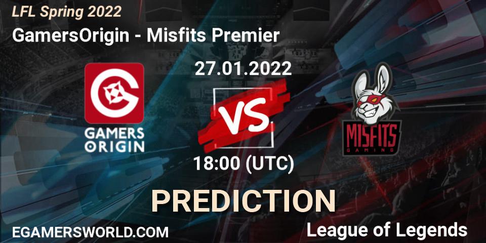 GamersOrigin - Misfits Premier: прогноз. 27.01.22, LoL, LFL Spring 2022