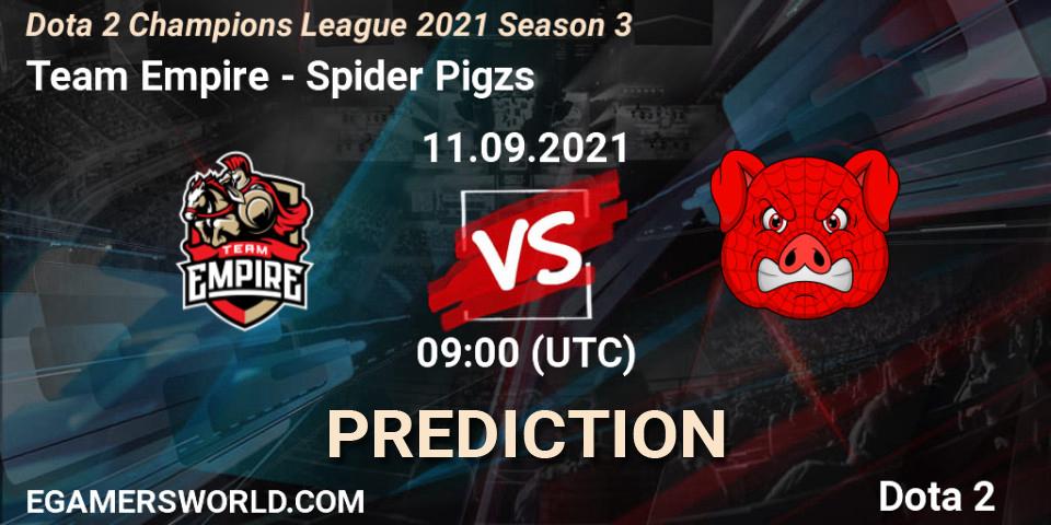 Team Empire - Spider Pigzs: прогноз. 11.09.2021 at 09:00, Dota 2, Dota 2 Champions League 2021 Season 3