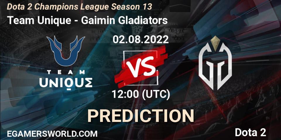 Team Unique - Gaimin Gladiators: прогноз. 02.08.22, Dota 2, Dota 2 Champions League Season 13