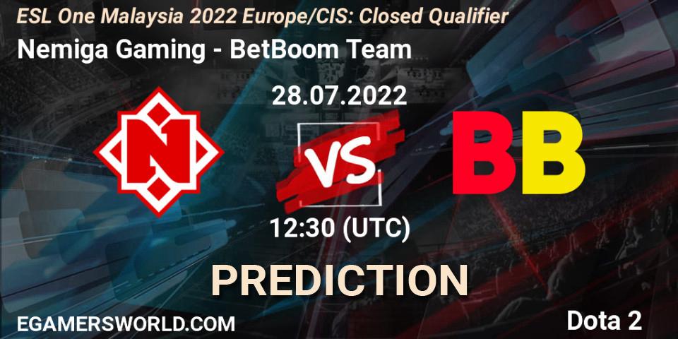 Nemiga Gaming - BetBoom Team: прогноз. 28.07.2022 at 12:30, Dota 2, ESL One Malaysia 2022 Europe/CIS: Closed Qualifier