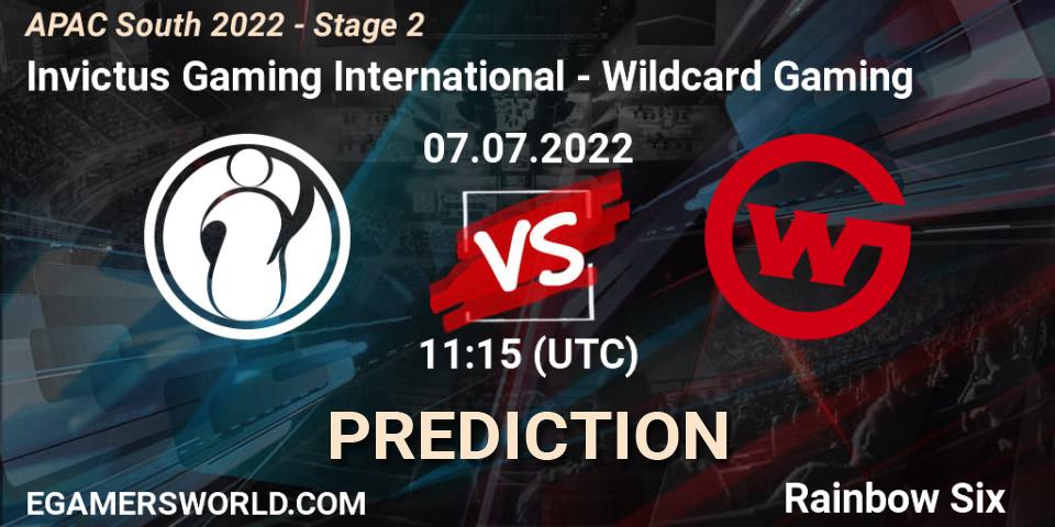 Invictus Gaming International - Wildcard Gaming: прогноз. 07.07.2022 at 11:15, Rainbow Six, APAC South 2022 - Stage 2