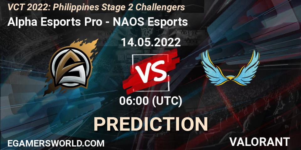 Alpha Esports Pro - NAOS Esports: прогноз. 14.05.2022 at 06:00, VALORANT, VCT 2022: Philippines Stage 2 Challengers