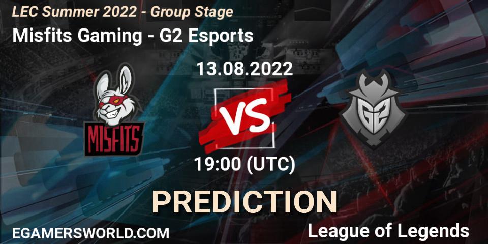 Misfits Gaming - G2 Esports: прогноз. 13.08.2022 at 19:45, LoL, LEC Summer 2022 - Group Stage