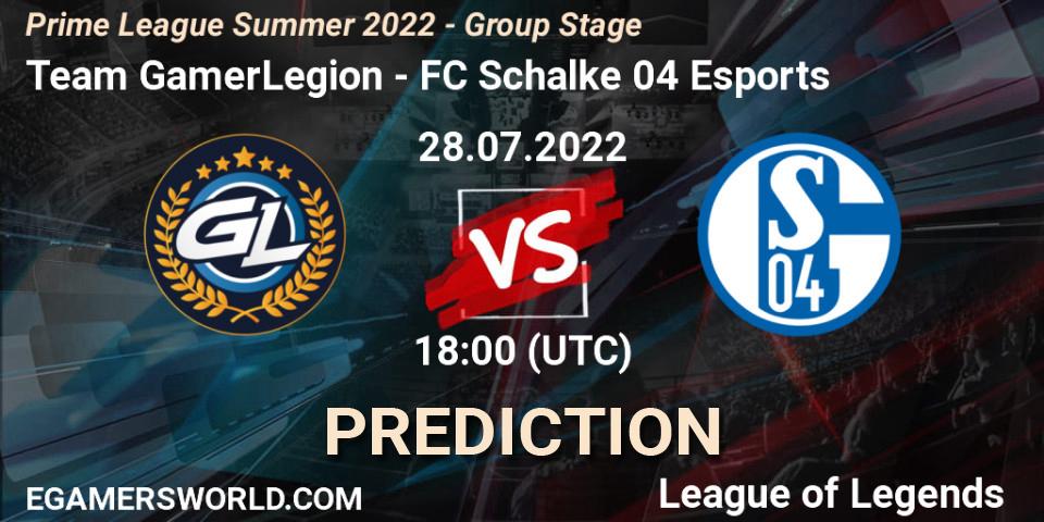 Team GamerLegion - FC Schalke 04 Esports: прогноз. 28.07.22, LoL, Prime League Summer 2022 - Group Stage