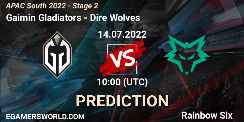 Gaimin Gladiators - Dire Wolves: прогноз. 14.07.2022 at 10:00, Rainbow Six, APAC South 2022 - Stage 2