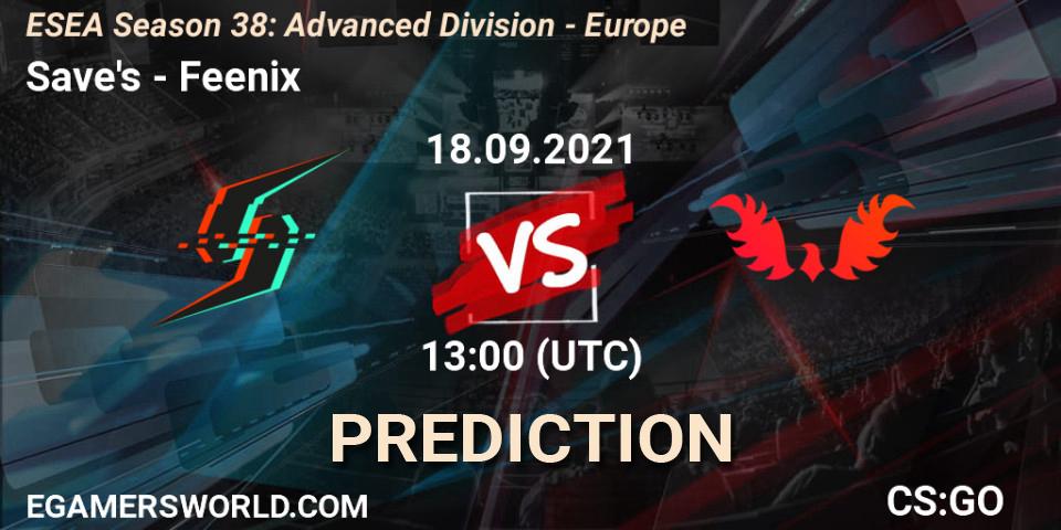 Save's - Feenix: прогноз. 18.09.2021 at 13:00, Counter-Strike (CS2), ESEA Season 38: Advanced Division - Europe