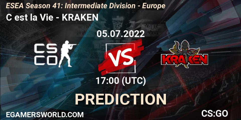 C est la Vie - KRAKEN: прогноз. 05.07.2022 at 17:00, Counter-Strike (CS2), ESEA Season 41: Intermediate Division - Europe
