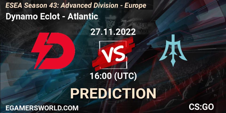 Dynamo Eclot - Atlantic: прогноз. 27.11.22, CS2 (CS:GO), ESEA Season 43: Advanced Division - Europe