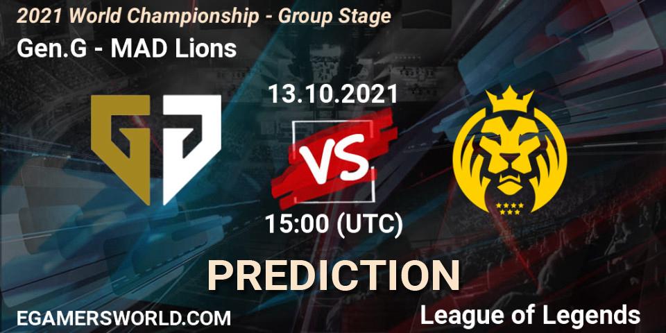 Gen.G - MAD Lions: прогноз. 18.10.2021 at 11:00, LoL, 2021 World Championship - Group Stage