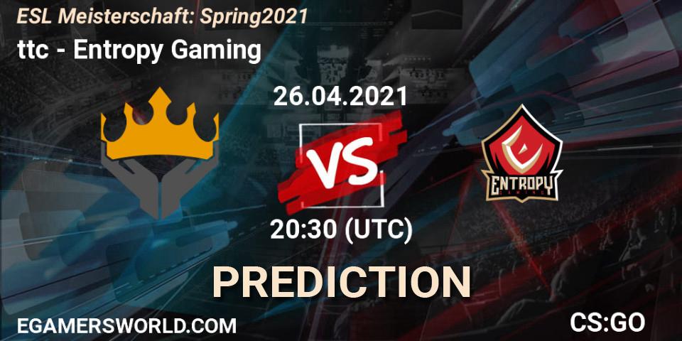 ttc - Entropy Gaming: прогноз. 26.04.2021 at 20:30, Counter-Strike (CS2), ESL Meisterschaft: Spring 2021