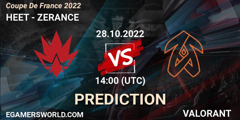 HEET - ZERANCE: прогноз. 28.10.2022 at 14:00, VALORANT, Coupe De France 2022