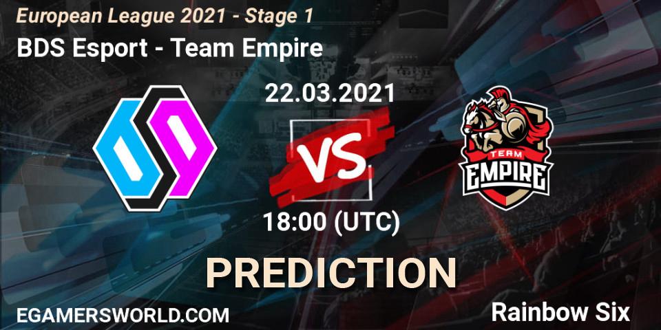 BDS Esport - Team Empire: прогноз. 22.03.21, Rainbow Six, European League 2021 - Stage 1