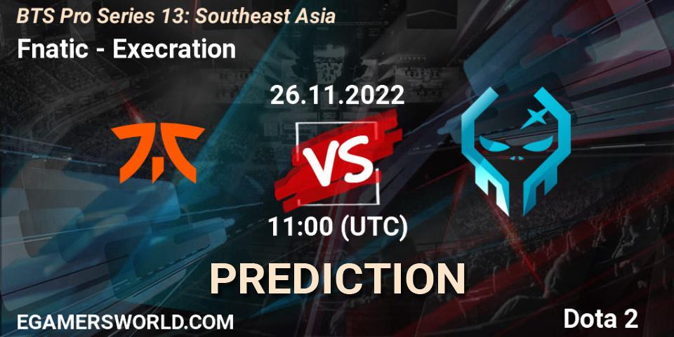 Fnatic - Execration: прогноз. 26.11.22, Dota 2, BTS Pro Series 13: Southeast Asia