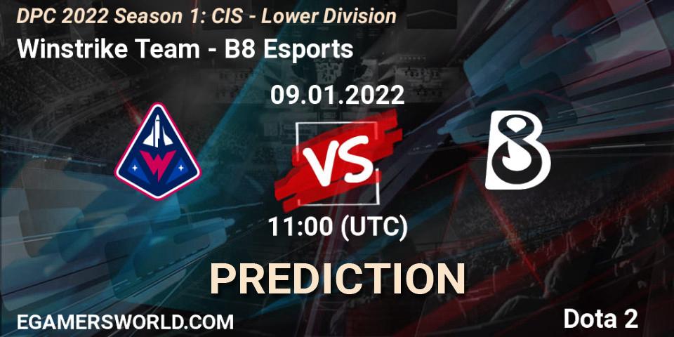 Winstrike Team - B8 Esports: прогноз. 09.01.2022 at 11:00, Dota 2, DPC 2022 Season 1: CIS - Lower Division