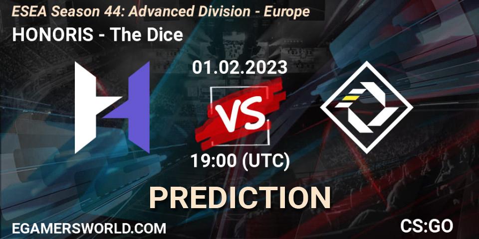 HONORIS - The Dice: прогноз. 01.02.23, CS2 (CS:GO), ESEA Season 44: Advanced Division - Europe