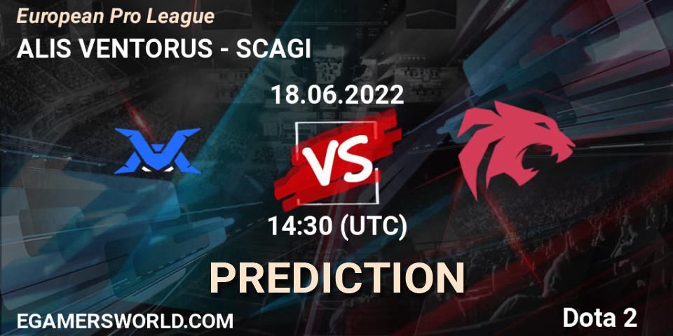 ALIS VENTORUS - SCAGI: прогноз. 18.06.2022 at 14:33, Dota 2, European Pro League