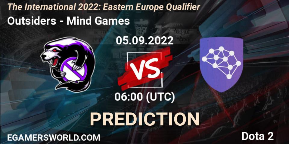 Outsiders - Mind Games: прогноз. 05.09.2022 at 06:00, Dota 2, The International 2022: Eastern Europe Qualifier