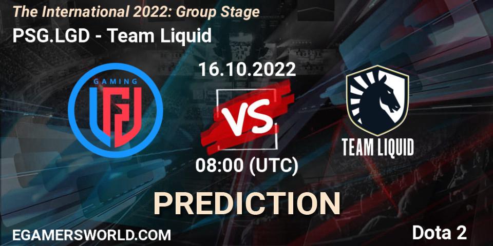 PSG.LGD - Team Liquid: прогноз. 16.10.22, Dota 2, The International 2022: Group Stage