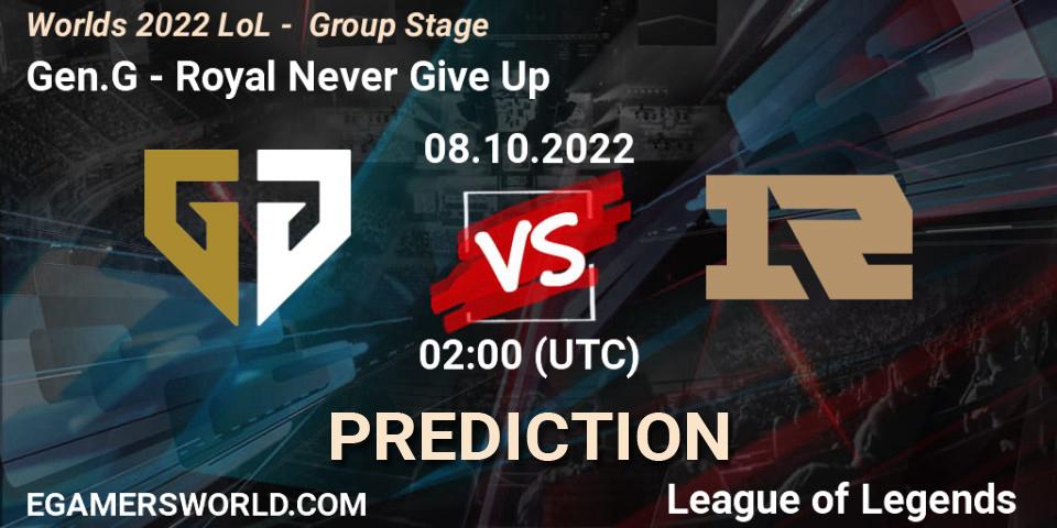 Gen.G - Royal Never Give Up: прогноз. 08.10.2022 at 02:30, LoL, Worlds 2022 LoL - Group Stage