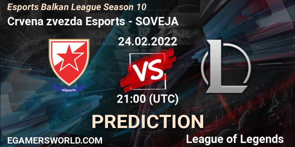 Crvena zvezda Esports - SOVEJA: прогноз. 24.02.2022 at 21:00, LoL, Esports Balkan League Season 10