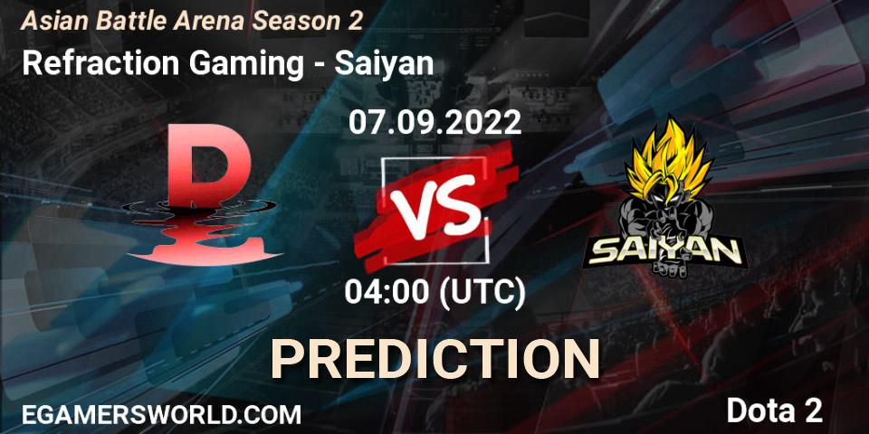 Refraction Gaming - Saiyan: прогноз. 07.09.2022 at 04:28, Dota 2, Asian Battle Arena Season 2